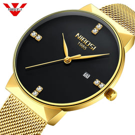 NIBOSI Gold Watch Men Fashion Sport Quartz Diamond Simple Clock Top Brand Luxury Waterproof Mens Watches Reloj Relogio Masculino