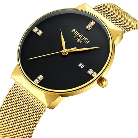 NIBOSI Gold Watch Men Fashion Sport Quartz Diamond Simple Clock Top Brand Luxury Waterproof Mens Watches Reloj Relogio Masculino