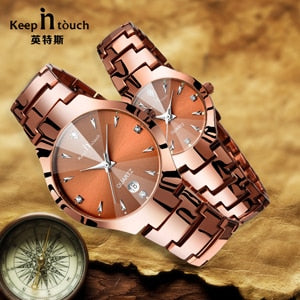 2019 Luxury Brand Lover Watch Pair Waterproof Noctilucent Men Women Couples Lovers Watches Set Wristwatches Relogio Feminino