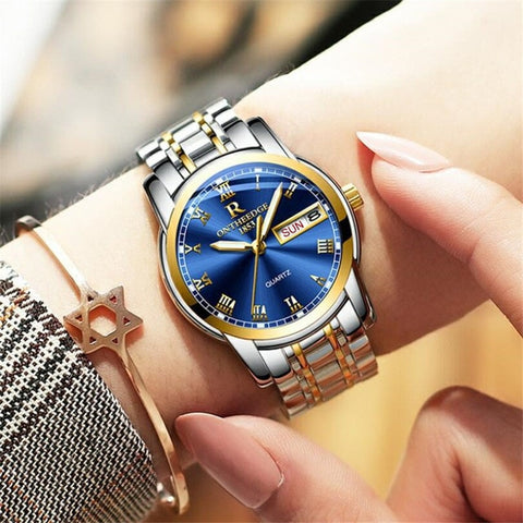 Watch Men Women Business Waterproof Clock Auto Date Silver Steel Mens Watches Fashion Casual Ladies Quartz Wristwatch NEW