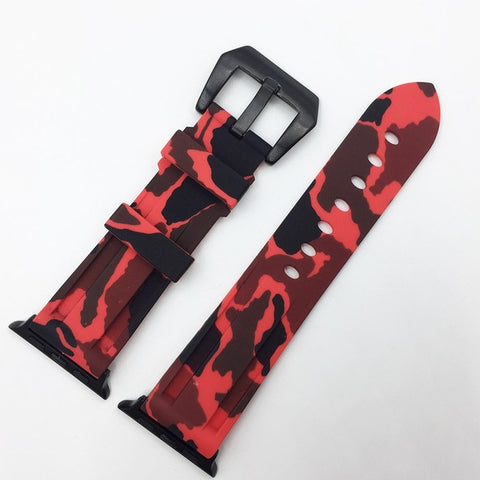 Rubber Silicone Camouflage Watchband for Apple Watch Band 42mm 44mm Sport Strap 38mm 40mm iWatch Bands Bracelet Series 5 4 3 2 1