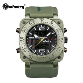 INFANTRY Military Watch Men Digital Quartz Mens Watches Top Brand Luxury Luminous Army Green Square Wristwatch Relogio Masculino