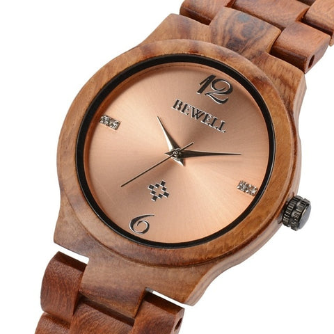 BEWELL Top Luxury Brand Women Wooden Watches Bracelet Strap For Girl Gift Watch Ladies Waterproof Clock Free Shipping 153A