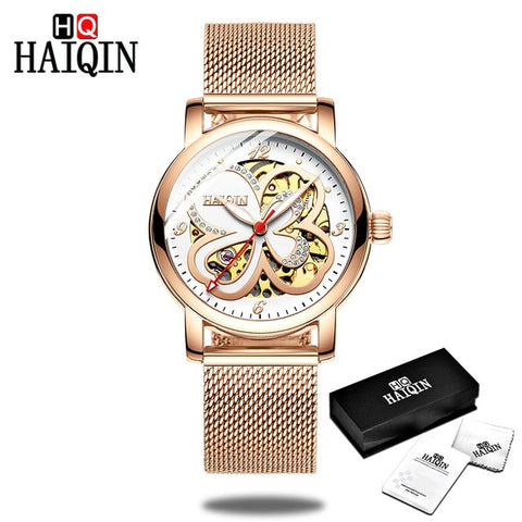 HAIQIN Ladies dress watches women watches top brand luxury sport wrist watch mechanical watch Fashion leather relogio feminino