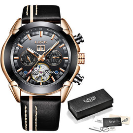 Relogio Masculino LIGE Top Brands Luxury Automatic Mechanical Watch Male Leather Waterproof Sports Watch Men Business Wristwatch