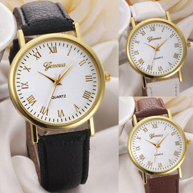 Watch Geneva Style Solar light Change Color White Fashion Quartz women wristwatch analog vintage clock Relogio Feminino @F