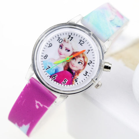 Princess Elsa Children Watches Spiderman Colorful Light Source Boys Watch Girls Kids Party Gift Clock Wrist Relogio Feminino