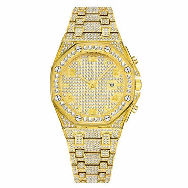 Mens Watches Top Brand Luxury Watch Men Trending Unique FF Arabic Diamond Watch 18k Gold Quartz Iced Out Mens Chronograph Watch