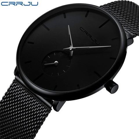 CRRJU Full Steel Watch Men Luxury Casual Watch Famous Dress Fashion Quartz Watches Unisex Ultra Thin Wristwatch erkek kol saati