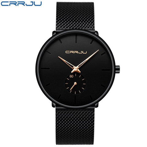 CRRJU Full Steel Watch Men Luxury Casual Watch Famous Dress Fashion Quartz Watches Unisex Ultra Thin Wristwatch erkek kol saati