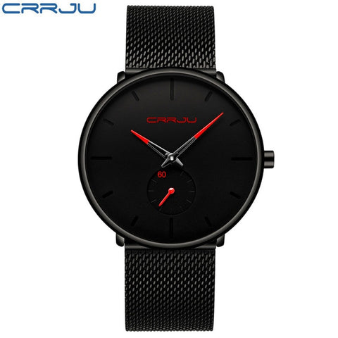 CRRJU Full Steel Watch Men Luxury Casual Watch Famous Dress Fashion Quartz Watches Unisex Ultra Thin Wristwatch erkek kol saati