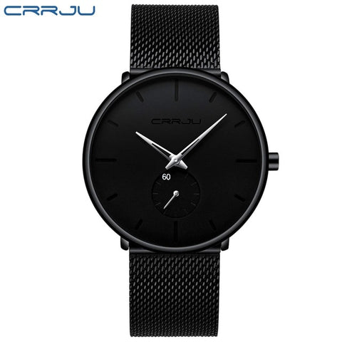 CRRJU Full Steel Watch Men Luxury Casual Watch Famous Dress Fashion Quartz Watches Unisex Ultra Thin Wristwatch erkek kol saati