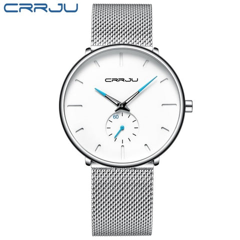 CRRJU Full Steel Watch Men Luxury Casual Watch Famous Dress Fashion Quartz Watches Unisex Ultra Thin Wristwatch erkek kol saati