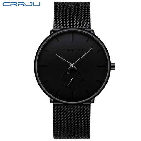 CRRJU Full Steel Watch Men Luxury Casual Watch Famous Dress Fashion Quartz Watches Unisex Ultra Thin Wristwatch erkek kol saati