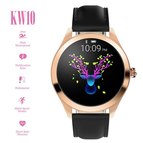 KW10 Smart Watch Women 2019 IP68 Waterproof Sports Fitness Tracker Heart Rate Monitoring Bluetooth Ladies Smart Watches Bracelet