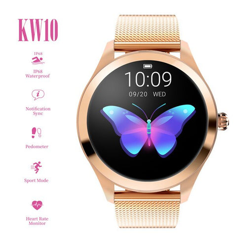 KW10 Smart Watch Women 2019 IP68 Waterproof Sports Fitness Tracker Heart Rate Monitoring Bluetooth Ladies Smart Watches Bracelet