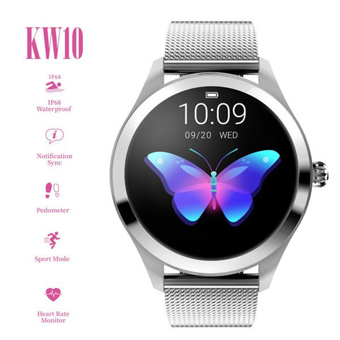 KW10 Smart Watch Women 2019 IP68 Waterproof Sports Fitness Tracker Heart Rate Monitoring Bluetooth Ladies Smart Watches Bracelet