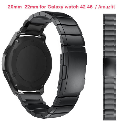 22mm 20mm Watch Bands for Samsung Galaxy watch 42 46mm Amazfit Bip Pace Motor 360 Stainless Steel Straps Gear S3 S2 Classic