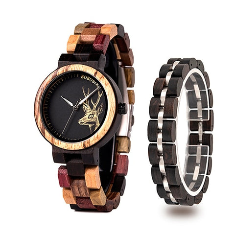 montre femme BOBO BIRD Wooden Women Watches Bracelet Set High Quality Japan Movement Quartz Watch in Wood Box reloj mujer