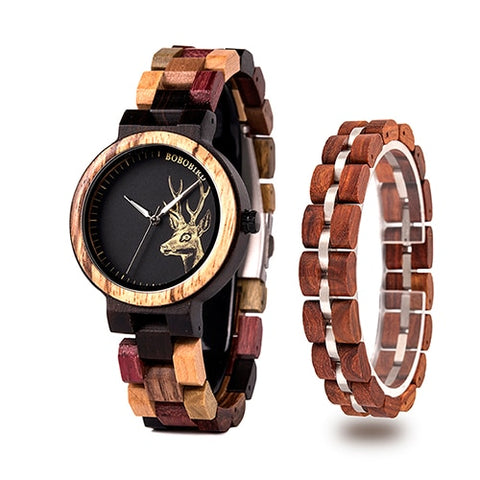 montre femme BOBO BIRD Wooden Women Watches Bracelet Set High Quality Japan Movement Quartz Watch in Wood Box reloj mujer