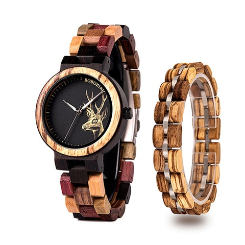 montre femme BOBO BIRD Wooden Women Watches Bracelet Set High Quality Japan Movement Quartz Watch in Wood Box reloj mujer