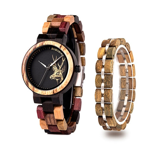 montre femme BOBO BIRD Wooden Women Watches Bracelet Set High Quality Japan Movement Quartz Watch in Wood Box reloj mujer