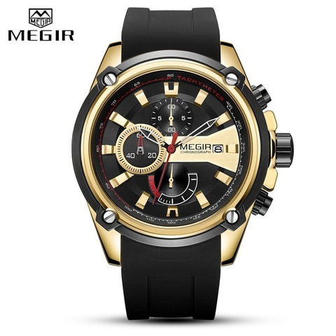 MEGIR Fashion Men Watch Top Brand Luxury Chronograph Waterproof Sport Mens Watches Silicone Automatic Date Military Wristwatch