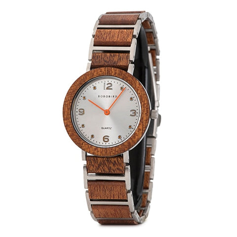 BOBO BIRD Wooden Stainless Steel Women Watches 6mm Ultra-thin Waterproof Japan Quartz Men Watch Lovers' Great Gifts