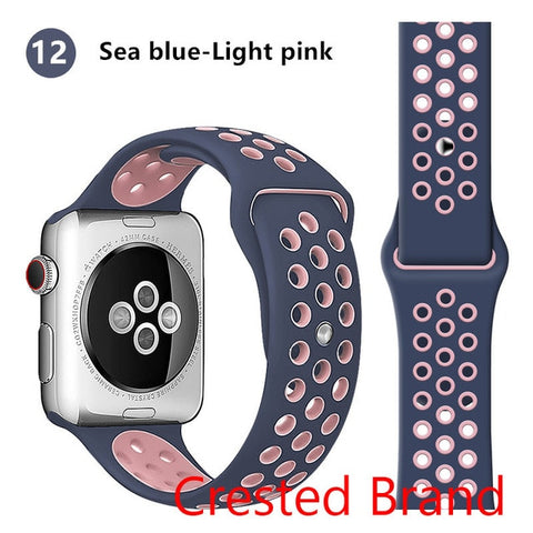 Silicone strap for Apple watch band 44 mm/40mm iWatch band 42mm/38mm Breathable Sport bracelet watchband For Apple watch 5 4 3 2