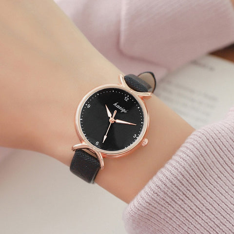 Tephea Women Watch Fashion Quartz Lady Leather Watchband Casual Waterproof Wristwatch Gift for Girl 2019 Simple New Black xfcs